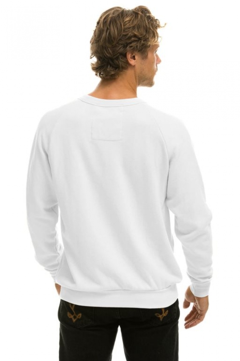 Sudaderas Aviator Nation Logo Light Weight Crew Mujer White | 16REJANCF