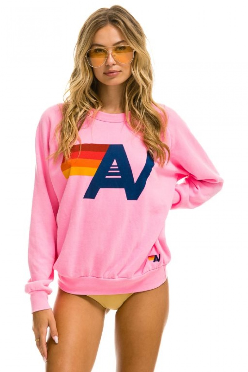 Sudaderas Aviator Nation Logo Mujer Pink | 19SXQYGBU