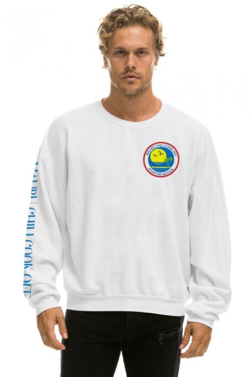 Sudaderas Aviator Nation Malibu Chili Cook-off 2023 Crew Relaxed Mujer White | 16PERAVLJ