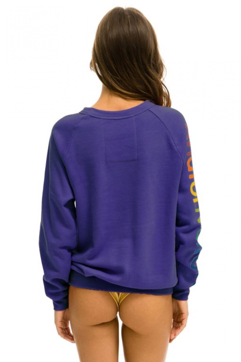 Sudaderas Aviator Nation Miami Crew Mujer Purple | 17FWJNPQI
