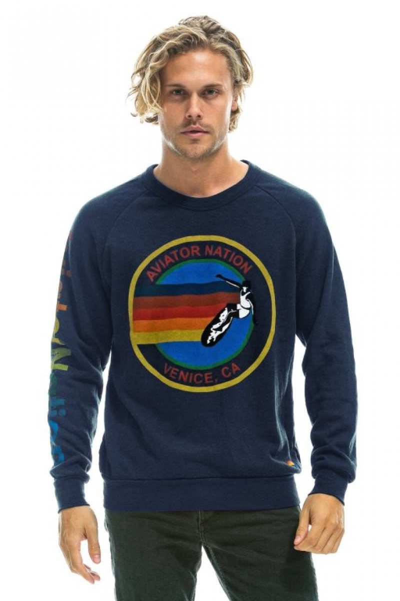 Sudaderas Aviator Nation Miami Crew Mujer Navy | 19JTCQYFP