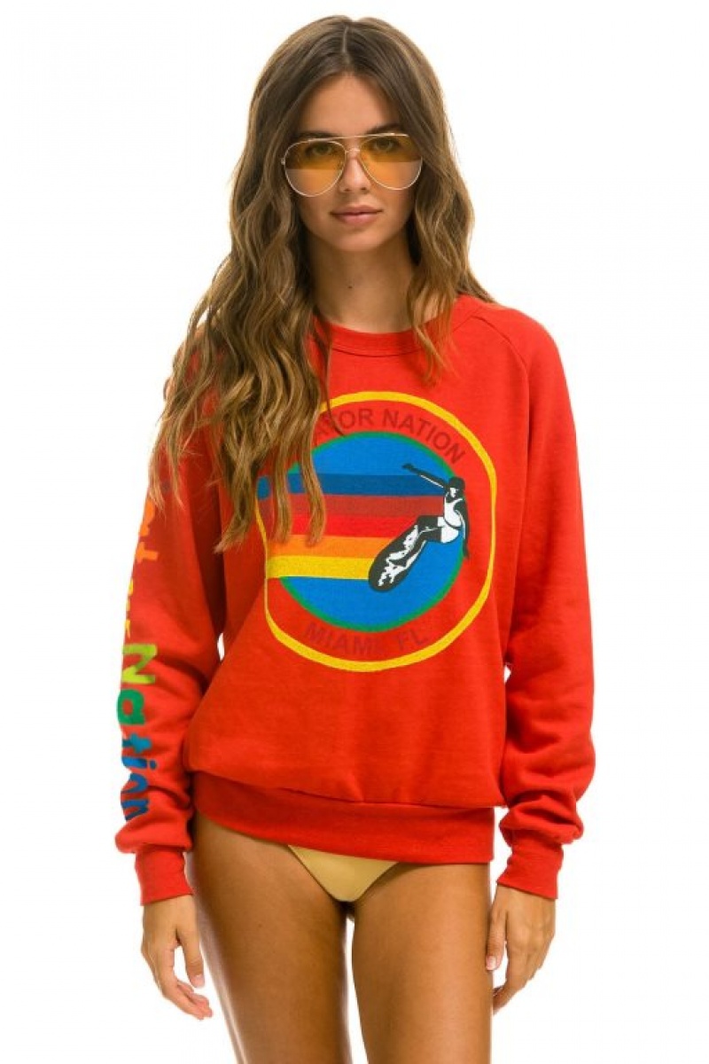 Sudaderas Aviator Nation Miami Mujer Red | 19HKDBYAG