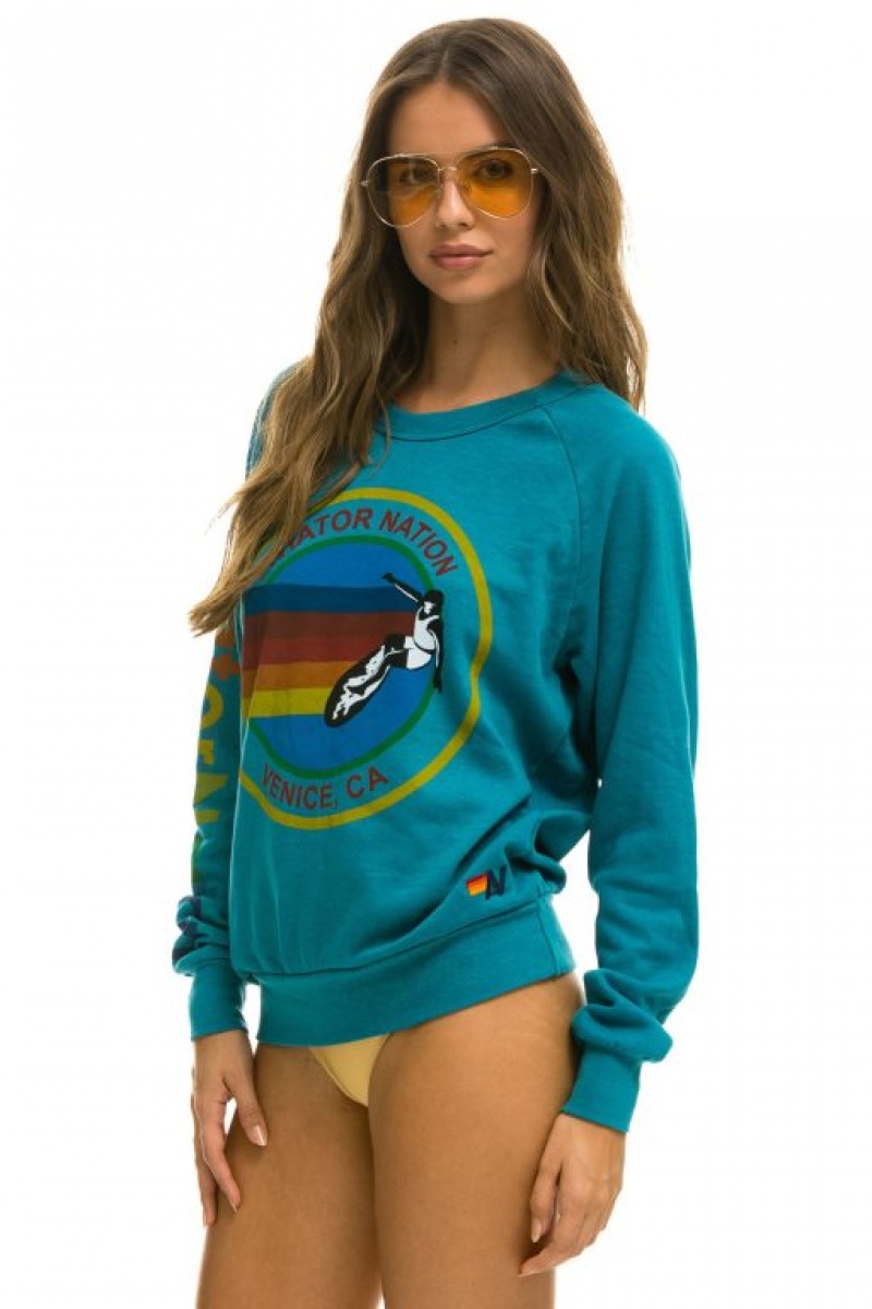 Sudaderas Aviator Nation Mujer Turquoise | 18XHOMVLT