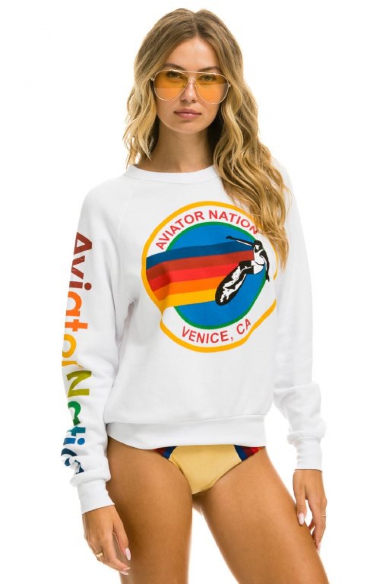 Sudaderas Aviator Nation Mujer White | 18VRJMDSG