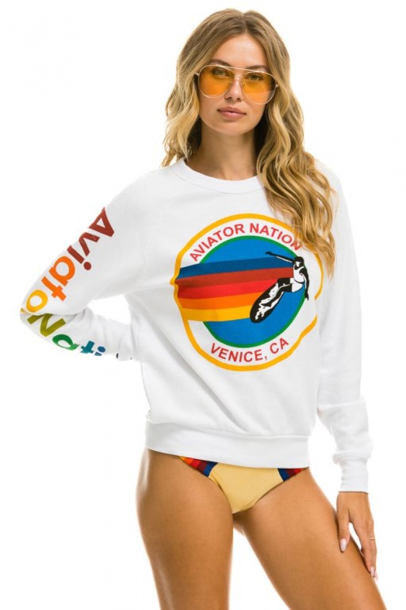 Sudaderas Aviator Nation Mujer White | 18VRJMDSG