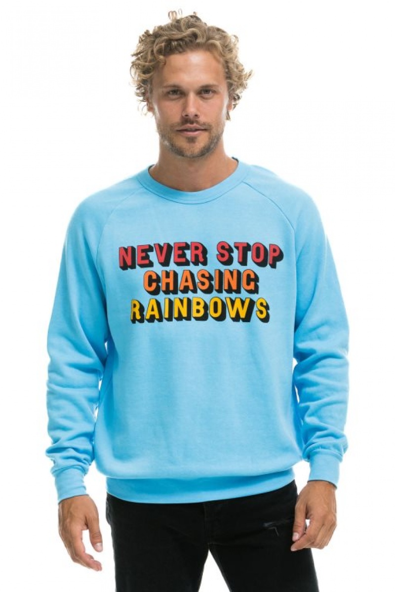 Sudaderas Aviator Nation Never Stop Chasing Rainbows Crew Mujer Blue | 16MZUISGT