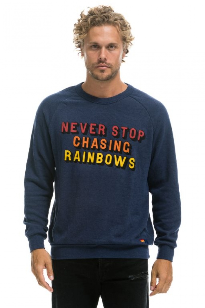 Sudaderas Aviator Nation Never Stop Chasing Rainbows Crew Mujer Navy | 16OCMBUIK