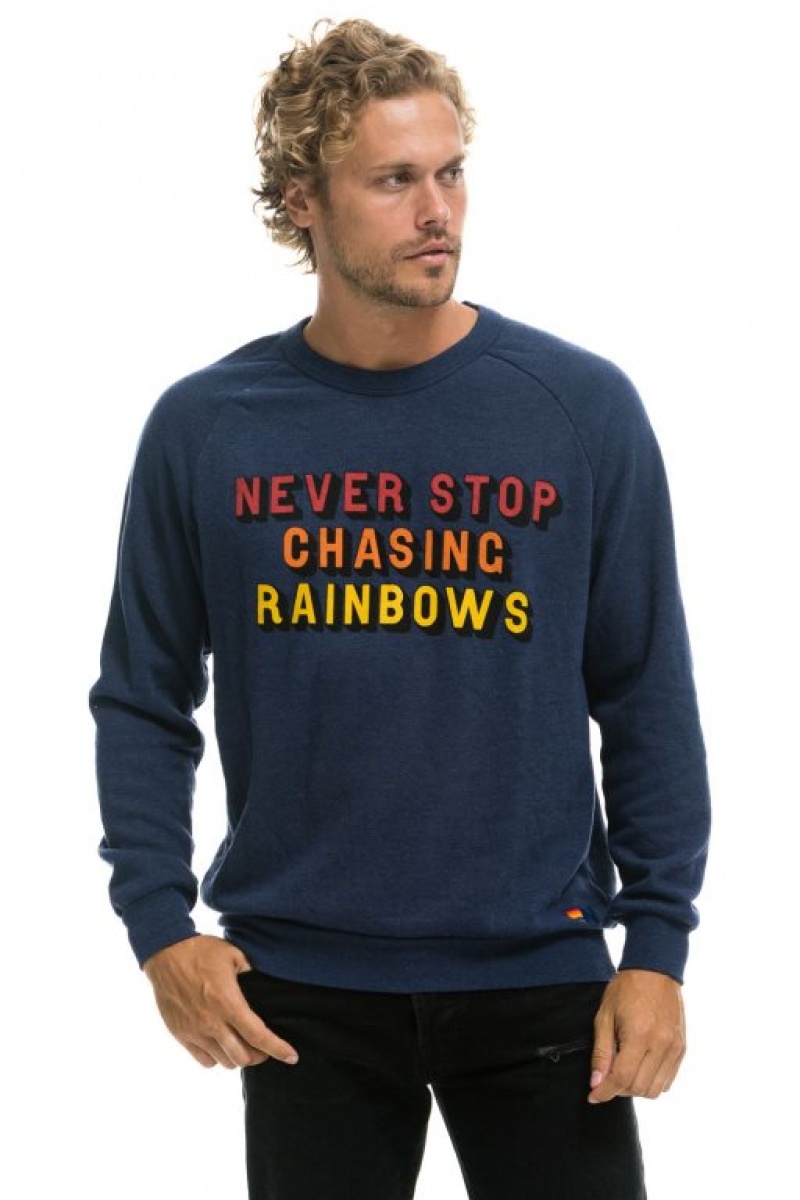 Sudaderas Aviator Nation Never Stop Chasing Rainbows Crew Mujer Navy | 16OCMBUIK