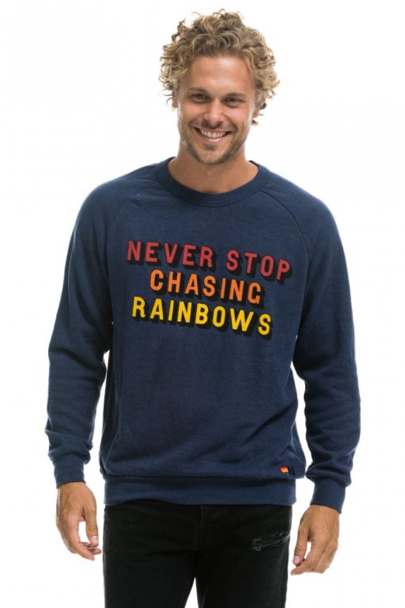 Sudaderas Aviator Nation Never Stop Chasing Rainbows Crew Mujer Navy | 16OCMBUIK