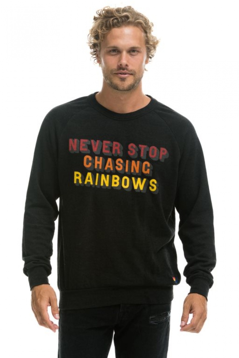 Sudaderas Aviator Nation Never Stop Chasing Rainbows Crew Mujer Black | 16OWDANYF