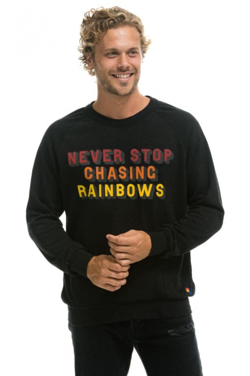 Sudaderas Aviator Nation Never Stop Chasing Rainbows Crew Mujer Black | 16OWDANYF