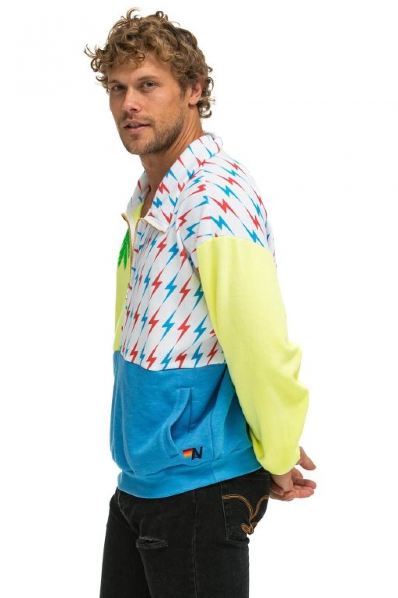 Sudaderas Aviator Nation Palm Bolt Fleece Half Zip Color Block Mujer Yellow | 16IYLFPXZ