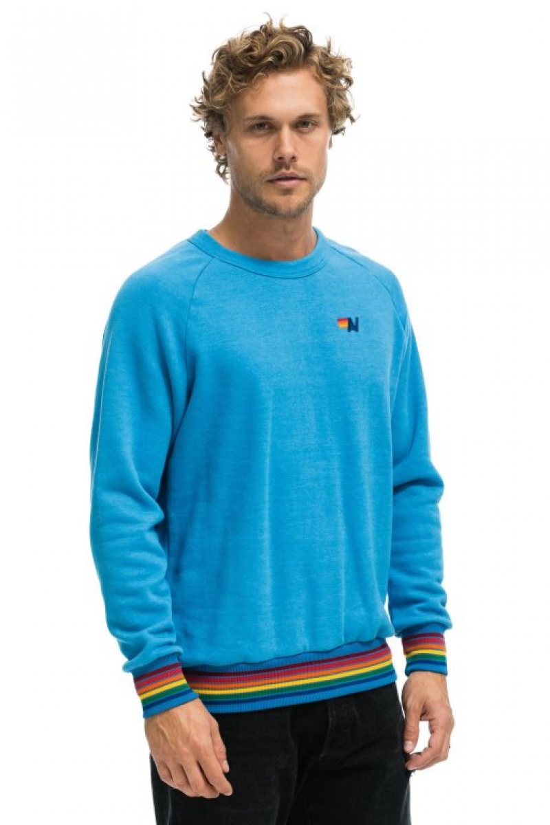 Sudaderas Aviator Nation Rainbow Rib Crew Mujer Ocean | 15YVRTSZI