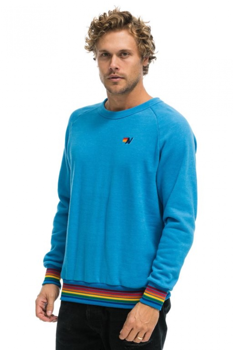 Sudaderas Aviator Nation Rainbow Rib Crew Mujer Ocean | 15YVRTSZI