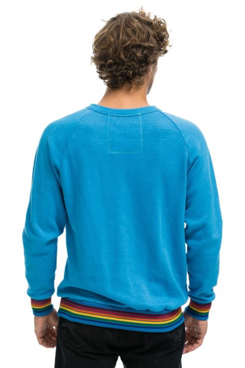 Sudaderas Aviator Nation Rainbow Rib Crew Mujer Ocean | 15YVRTSZI