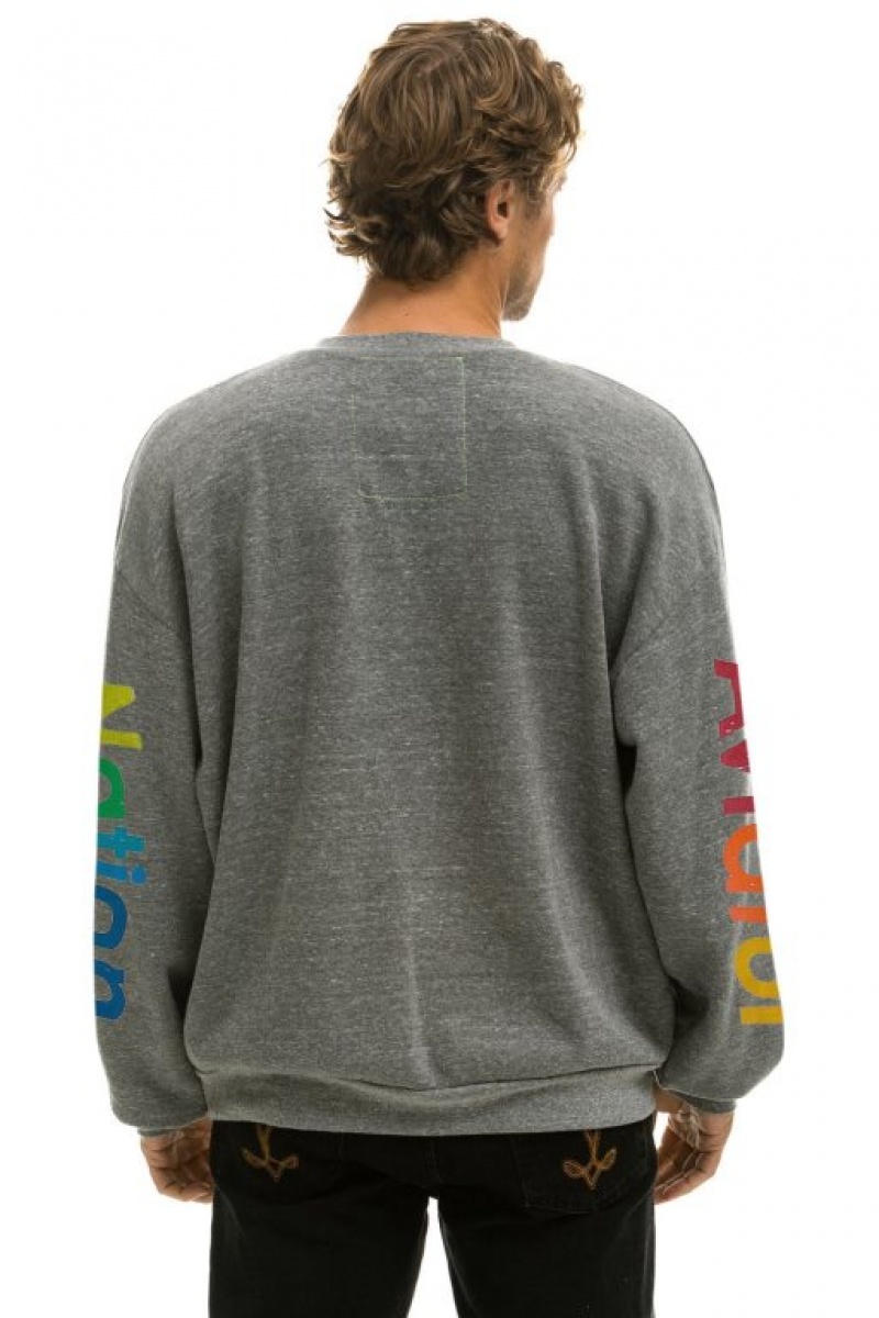 Sudaderas Aviator Nation Relaxed Crew Mujer Grey | 20EZNKCXT