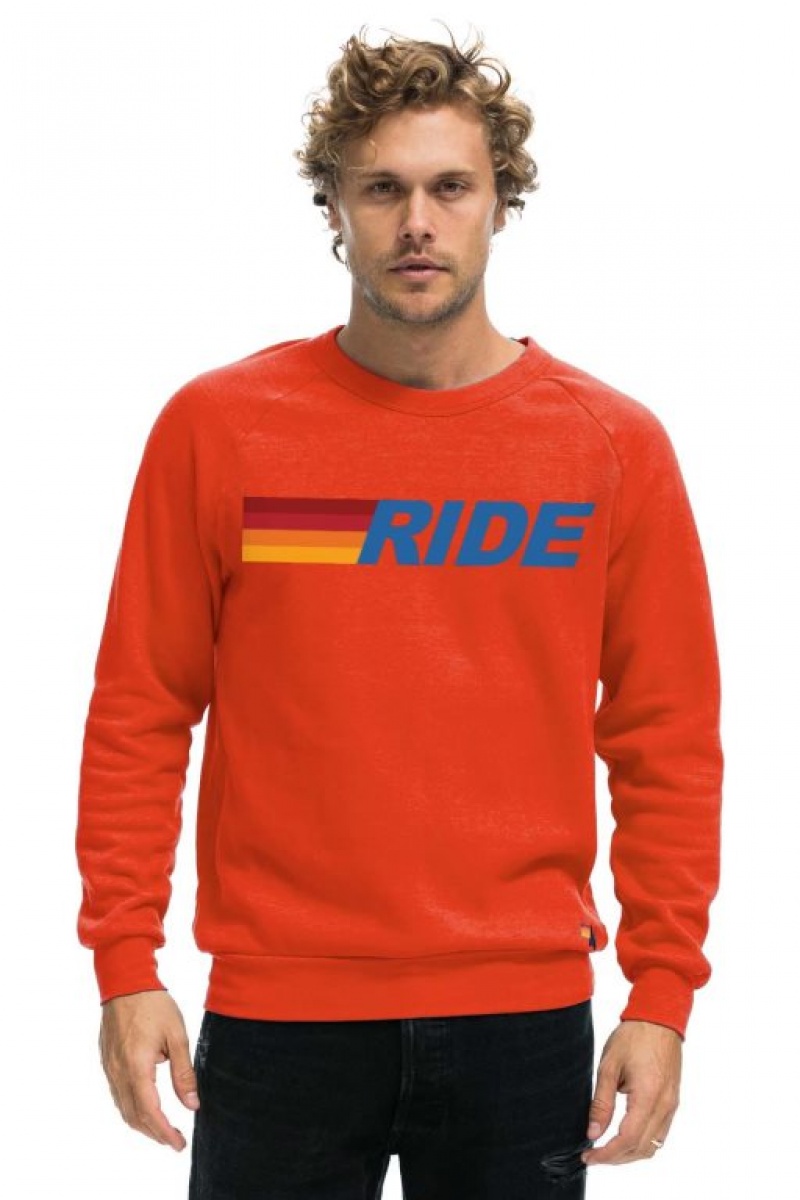 Sudaderas Aviator Nation Ride Logo Crew Mujer Orange | 15UELBMGD