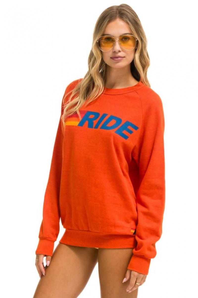 Sudaderas Aviator Nation Ride Logo Crew Mujer Orange | 15UELBMGD