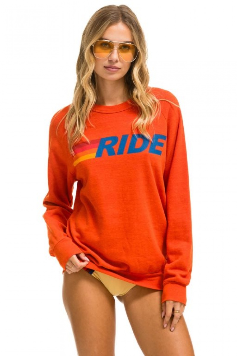 Sudaderas Aviator Nation Ride Logo Crew Mujer Orange | 15UELBMGD