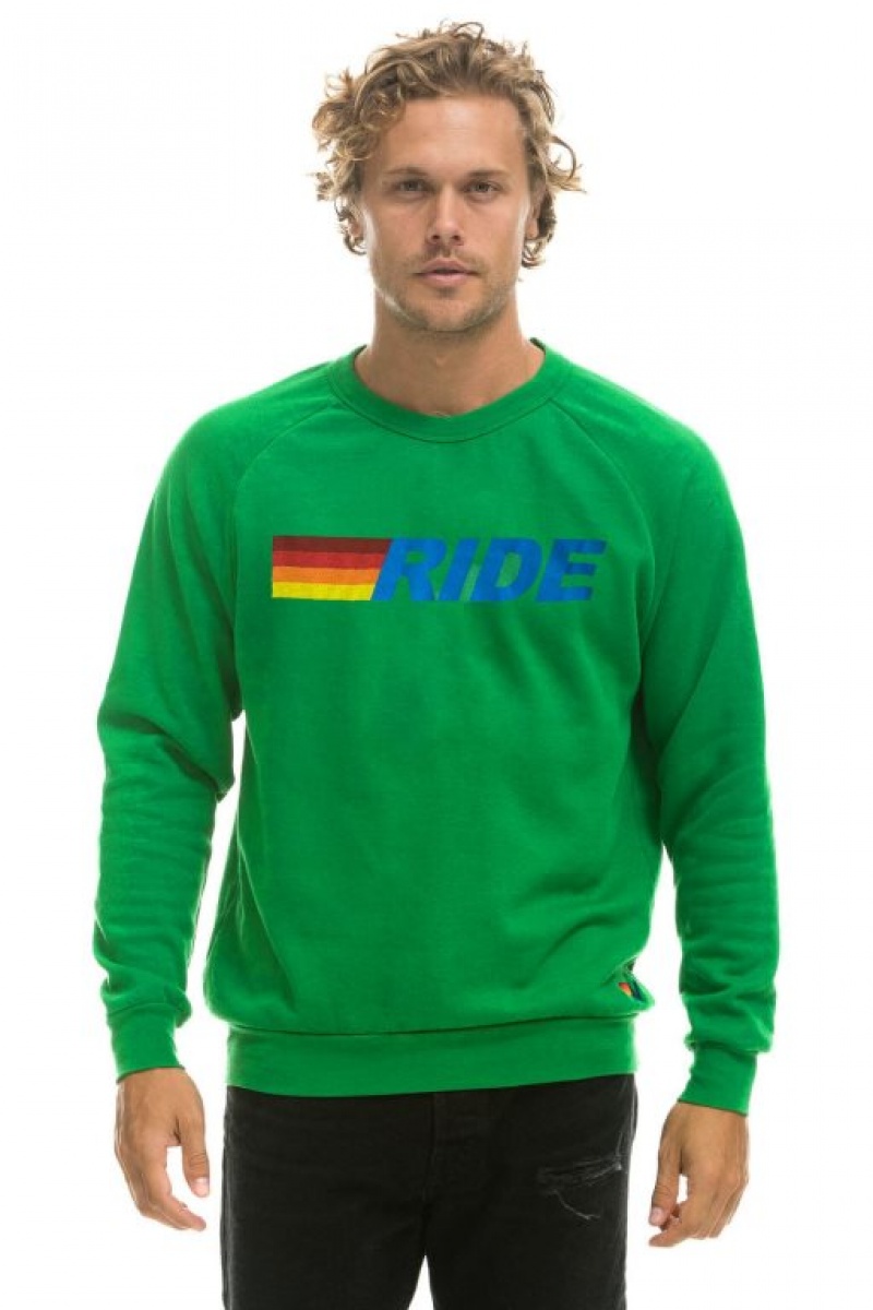 Sudaderas Aviator Nation Ride Logo Crew Mujer Green | 15UYSGIME