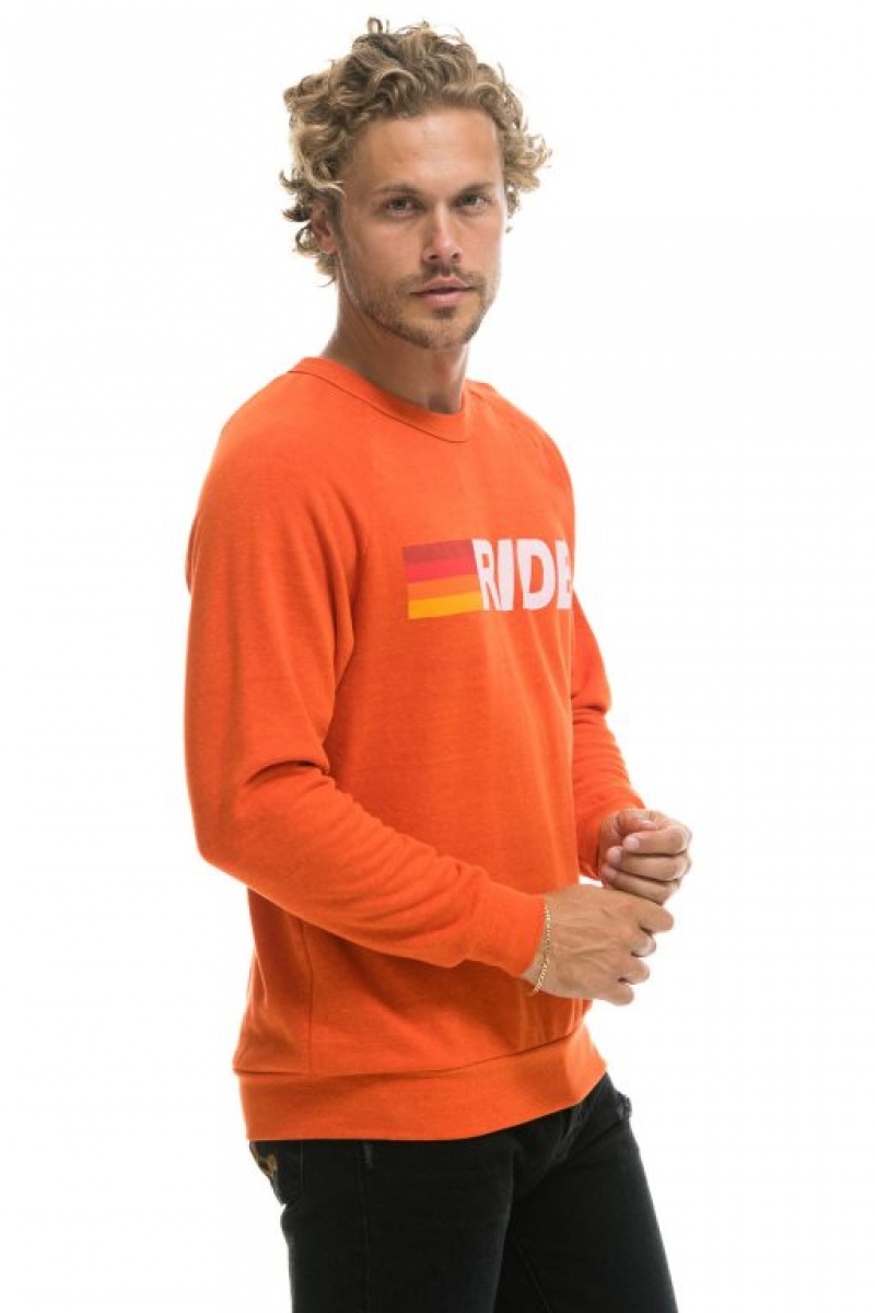 Sudaderas Aviator Nation Ride Logo White Crew Mujer Orange | 15SQZNKHX