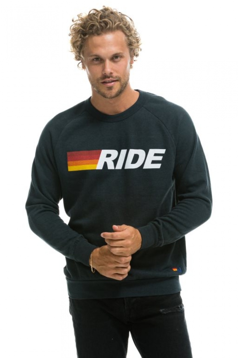Sudaderas Aviator Nation Ride Logo White Crew Mujer Grey | 15TUQGXEA