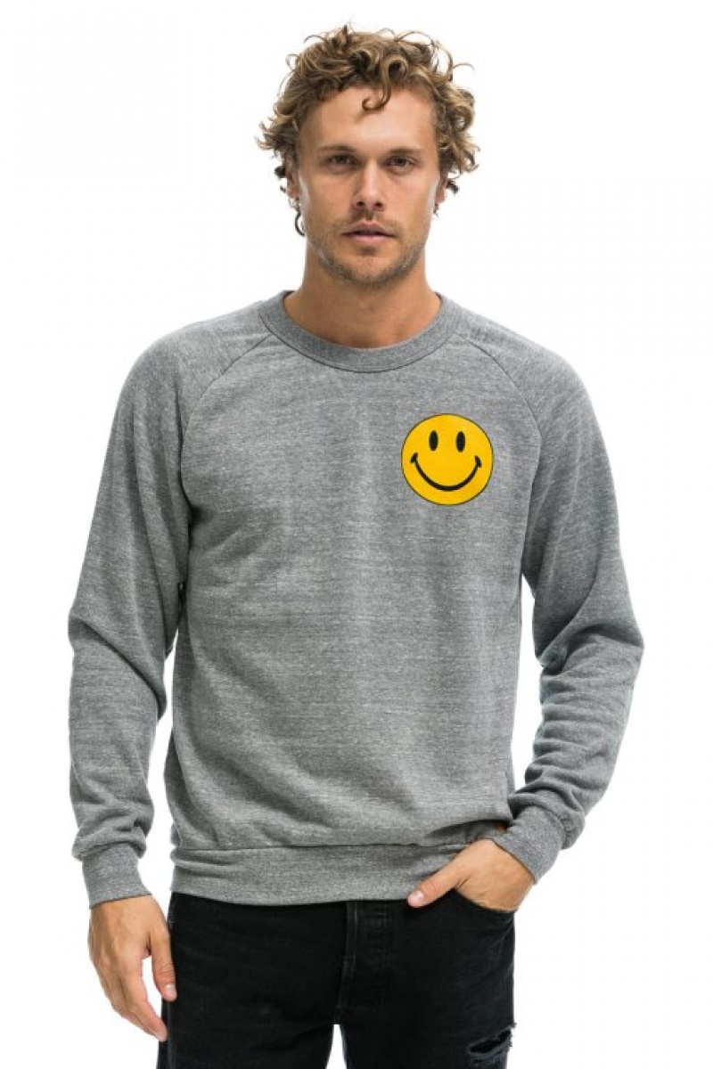 Sudaderas Aviator Nation Smiley 2 Crew Mujer Grey | 15ROYHKMV