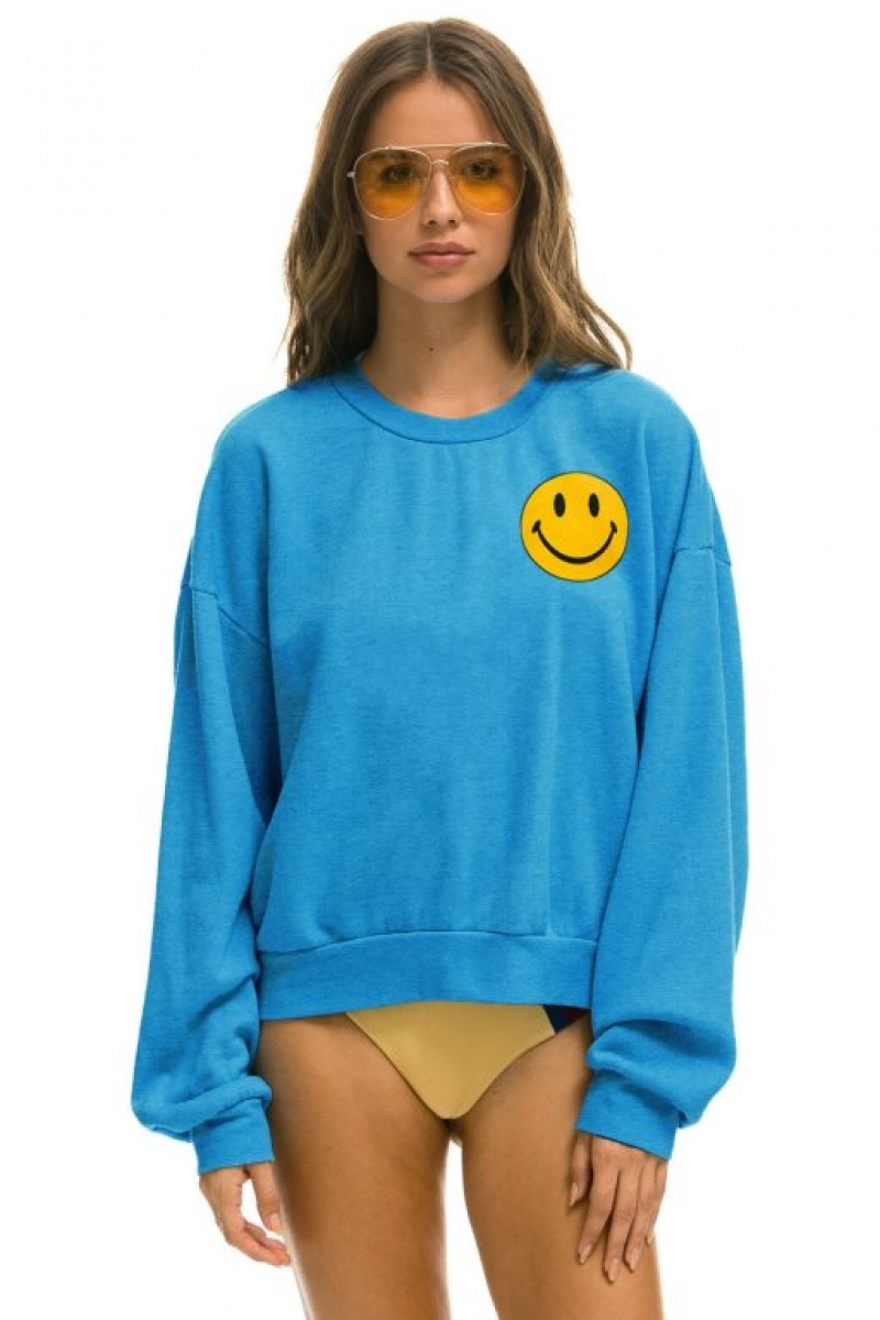 Sudaderas Aviator Nation Smiley 2 Relaxed Mujer Ocean | 15ROVKSBN