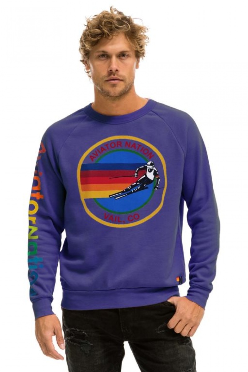 Sudaderas Aviator Nation Vail Crew Mujer Purple | 18UHCYVWX