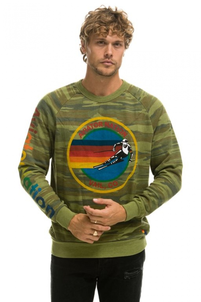 Sudaderas Aviator Nation Vail Crew Mujer Camo | 18VMJNZUP