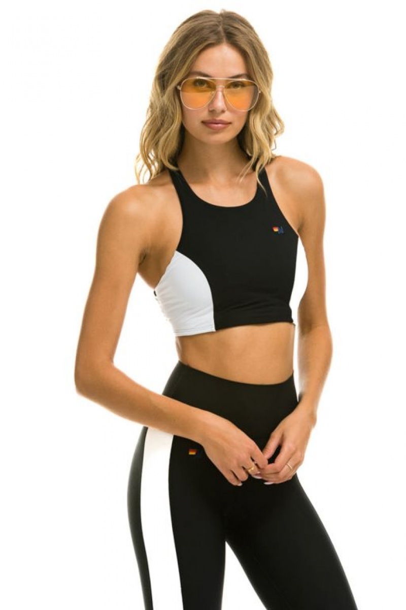 Sujetador Deportivo Aviator Nation Color Block Racer Mujer Black | 56YJDIKXZ