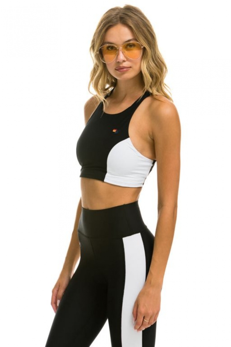 Sujetador Deportivo Aviator Nation Color Block Racer Mujer Black | 56YJDIKXZ