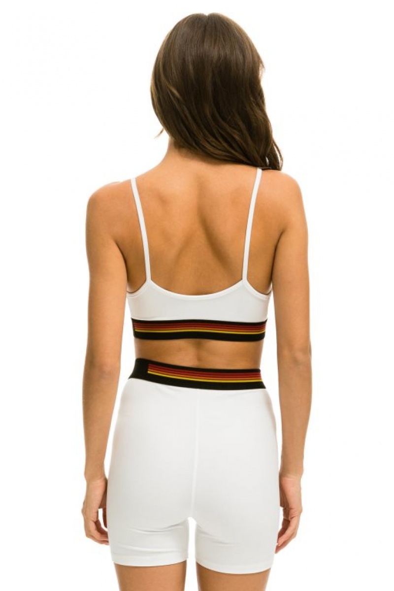 Sujetador Deportivo Aviator Nation Logo Adjustable Bralette Mujer White | 56TYAUWMB