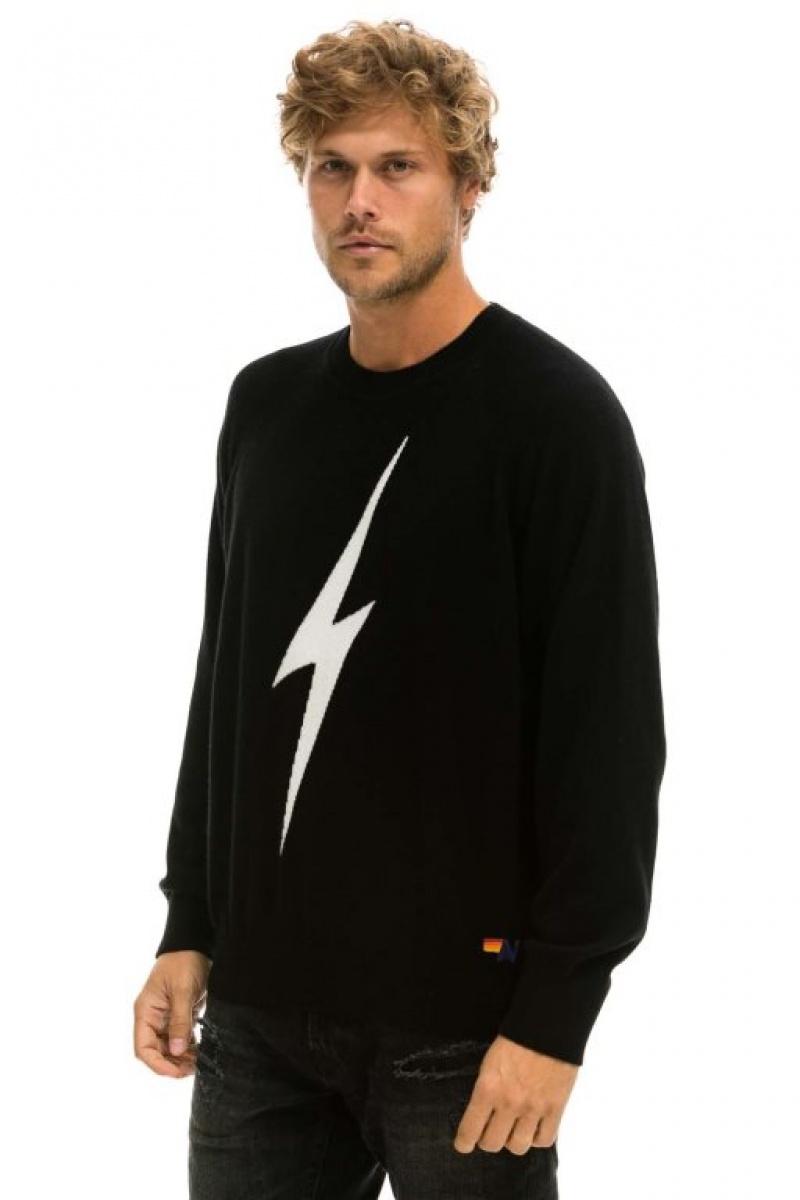 Suéter Aviator Nation Bolt Cashmere Light Hombre Black / White | 69QKREONH