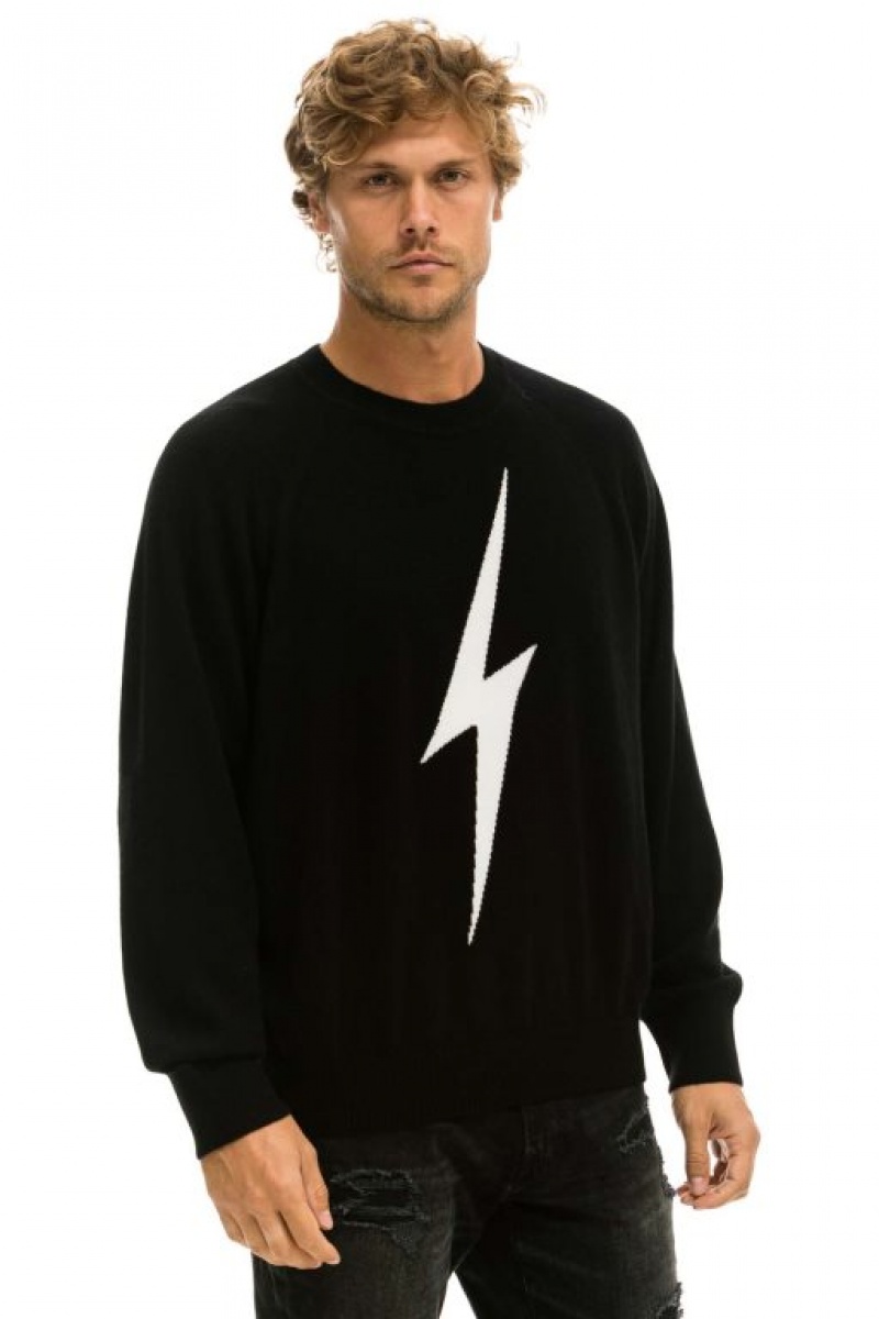Suéter Aviator Nation Bolt Cashmere Light Hombre Black / White | 69QKREONH