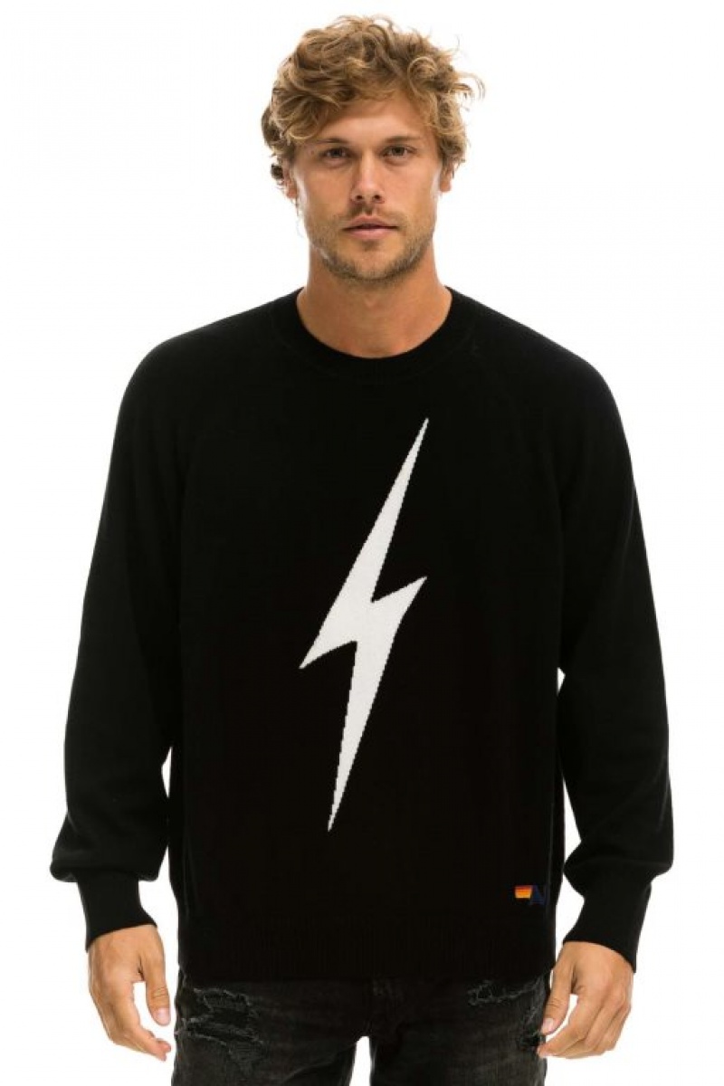 Suéter Aviator Nation Bolt Cashmere Light Hombre Black / White | 69QKREONH