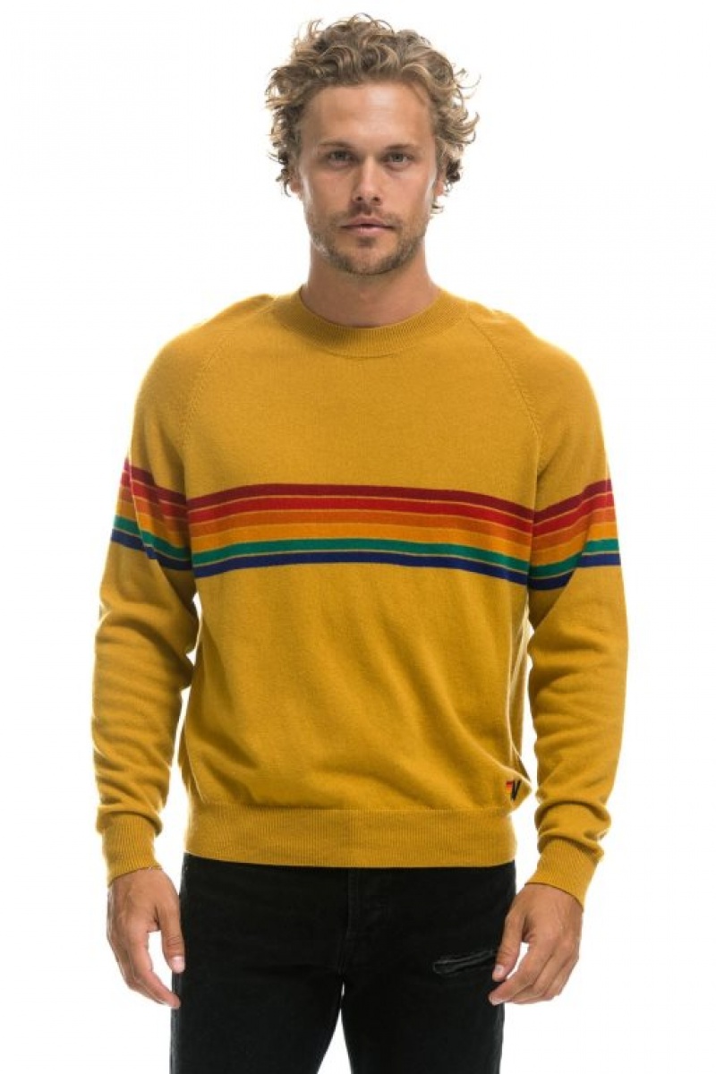 Suéter Aviator Nation Rainbow Stripe 6 Light Cashmere Hombre Harvest | 70DKCRHVU